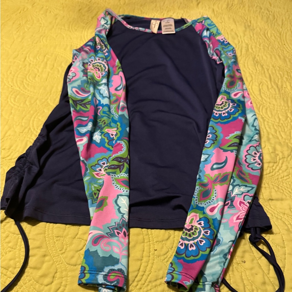 Jessica Simpson Navy and Multicolor Rash Guard - Picture 5 of 8
